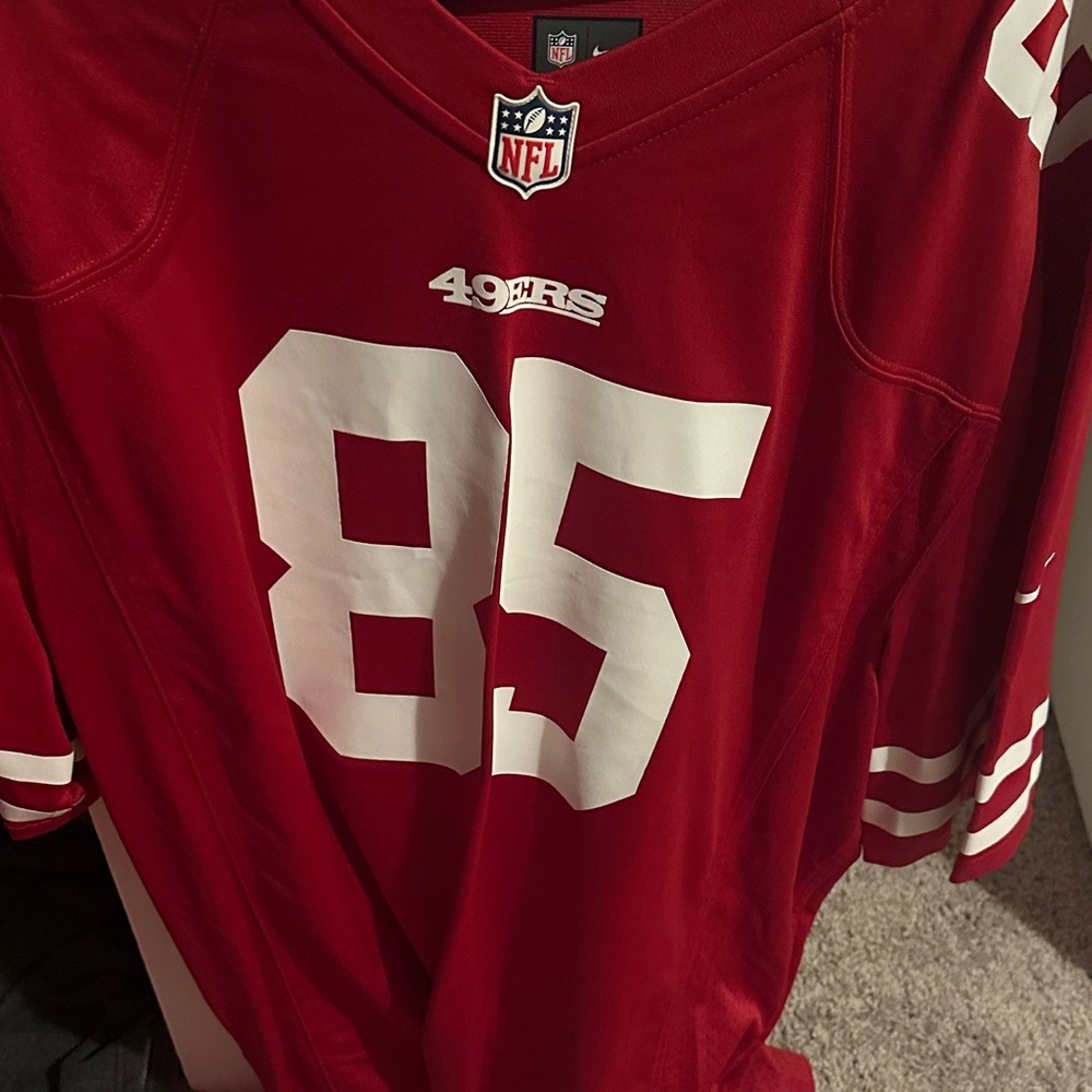 Nike Red and White Men's Jersey George Kittle